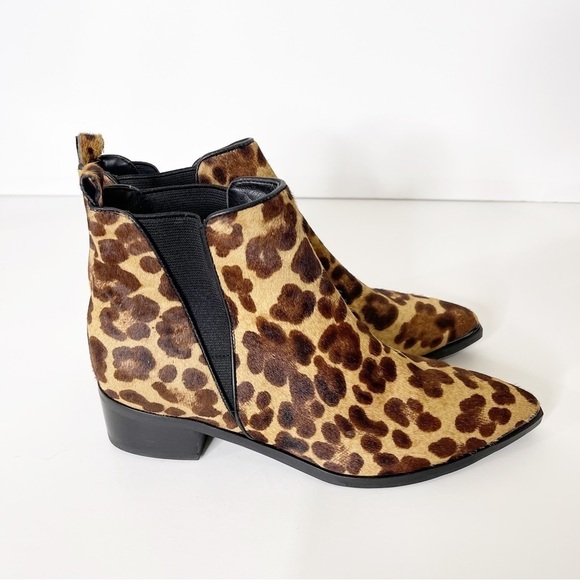 Marc Fisher Animal Print Calf Hair Pointed Toe Yale Chelsea Ankle Boot - Picture 5 of 8